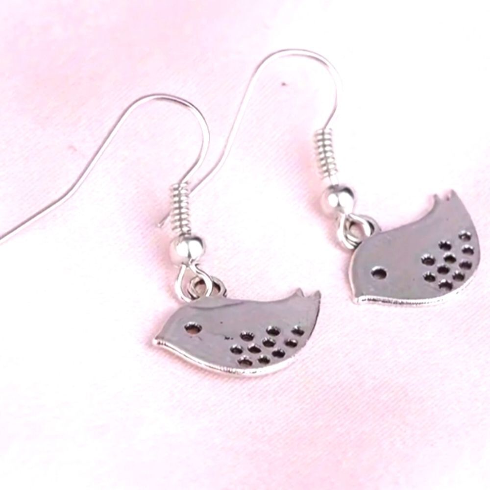 Vintage Silvery Darling Bird Earrings